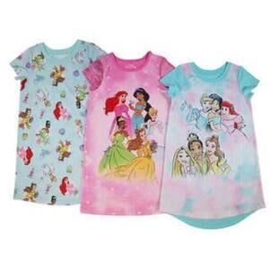 Disney Princess Girl's Pajamas Nightgowns 3 Pack Set Size 6 NWT